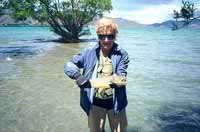 Trout hooked at the foot of the Southern Alps in New Zealand.