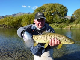 Fly fishing trout in beautiful New Zealand