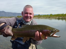 Fly fishing trout in beautiful New Zealand