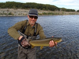 Fly fishing trout in beautiful New Zealand