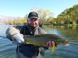 Fly fishing trout in beautiful New Zealand