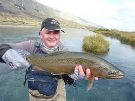 Fly fishing trout in beautiful New Zealand