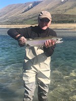 Fly fishing trout in beautiful New Zealand