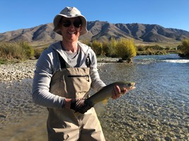 Fly fishing trout in beautiful New Zealand