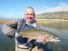 Fly fishing trout in beautiful New Zealand