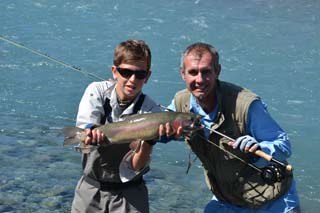 Fly fishing trout in beautiful New Zealand