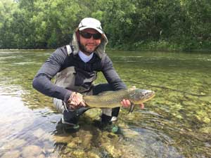 Fly fishing trout in beautiful New Zealand