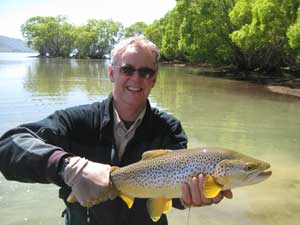 Fly fishing trout in beautiful New Zealand