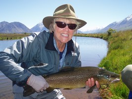 Fly fishing trout in beautiful New Zealand