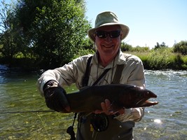 Fly fishing trout in beautiful New Zealand