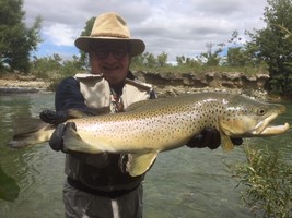 Fly fishing trout in beautiful New Zealand