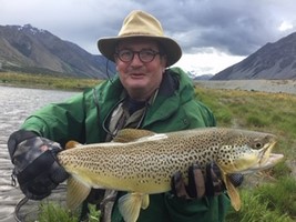 Fly fishing trout in beautiful New Zealand