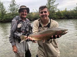 Fly fishing trout in beautiful New Zealand