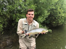 Fly fishing trout in beautiful New Zealand