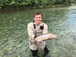 Fly fishing trout in beautiful New Zealand