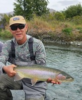 Fly fishing trout in beautiful New Zealand