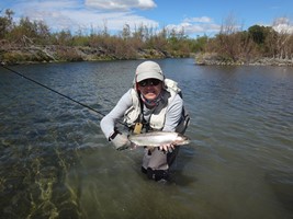 Fly fishing trout in beautiful New Zealand