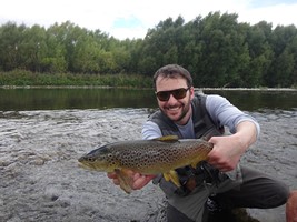 Fly fishing trout in beautiful New Zealand