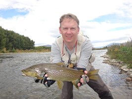 Fly fishing trout in beautiful New Zealand