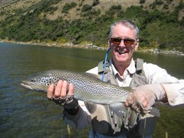 Fly fishing trout in beautiful New Zealand