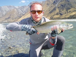 Fly fishing for trout in beautiful New Zealand