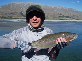 Fly fishing trout in beautiful New Zealand