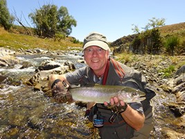 Fly fishing trout in beautiful New Zealand