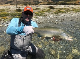 Fly fishing trout in beautiful New Zealand