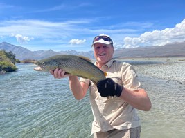 Fly fishing trout in beautiful New Zealand