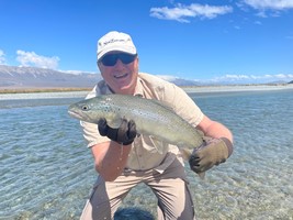 Fly fishing trout in beautiful New Zealand