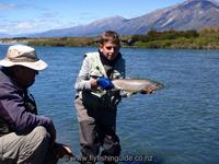 Lorenzo shows the guide a nice fish