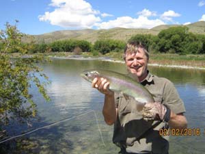 Fly fishing trout in beautiful New Zealand