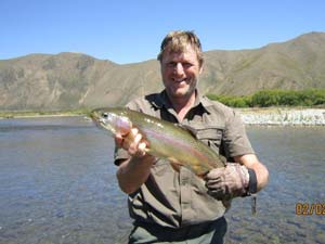 Fly fishing trout in beautiful New Zealand