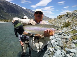 Fly fishing trout in beautiful New Zealand