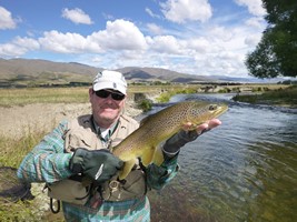 Fly fishing trout in beautiful New Zealand