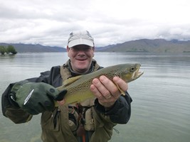 Fly fishing trout in beautiful New Zealand