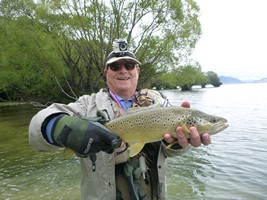 Fly fishing trout in beautiful New Zealand