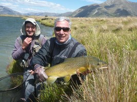 Fly fishing trout in beautiful New Zealand