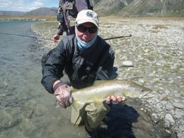 Fly fishing trout in beautiful New Zealand