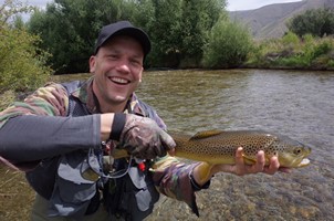 Fly fishing trout in beautiful New Zealand