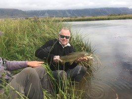 Fly fishing trout in beautiful New Zealand