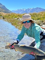 Fly fishing trout in beautiful New Zealand