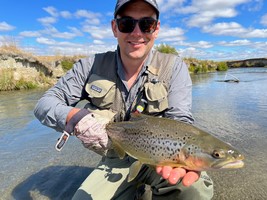 Fly fishing trout in beautiful New Zealand