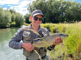 Fly fishing trout in beautiful New Zealand