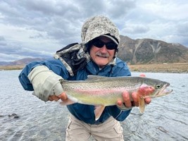 Fly fishing trout in beautiful New Zealand