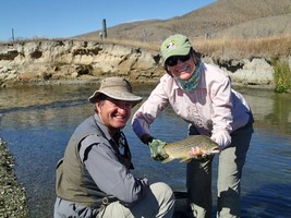 Sheralee wasn't outdone landing a lovely trout too