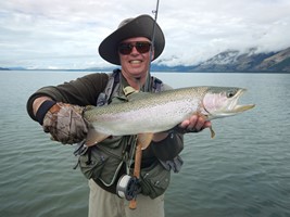 Fly fishing trout in beautiful New Zealand