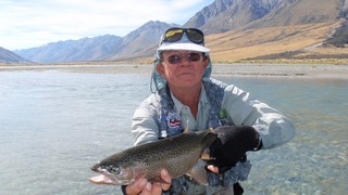 Fly fishing trout in beautiful New Zealand