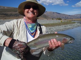 Fly fishing trout in beautiful New Zealand