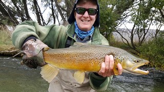 Fly fishing trout in beautiful New Zealand